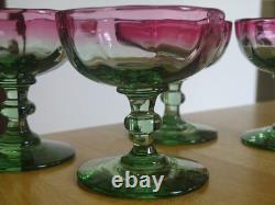 Legras 4 Anciens Verres A Aperitif Cristal Couleur Vert Rouge Degrader Vers 1900