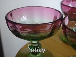 Legras 4 Anciens Verres A Aperitif Cristal Couleur Vert Rouge Degrader Vers 1900