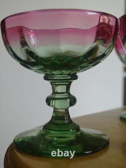 Legras 4 Anciens Verres A Aperitif Cristal Couleur Vert Rouge Degrader Vers 1900