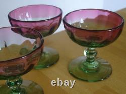Legras 4 Anciens Verres A Aperitif Cristal Couleur Vert Rouge Degrader Vers 1900