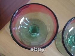 Legras 4 Anciens Verres A Aperitif Cristal Couleur Vert Rouge Degrader Vers 1900