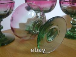Legras 4 Anciens Verres A Aperitif Cristal Couleur Vert Rouge Degrader Vers 1900
