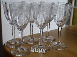 Lobmeyr 6 ANCIENS VERRES A VIN FINE GRAVURE SUR UN FIN CRISTAL ht 13,5 cm