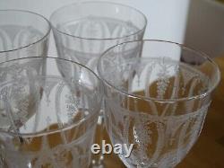 Lobmeyr 6 ANCIENS VERRES A VIN FINE GRAVURE SUR UN FIN CRISTAL ht 13,5 cm