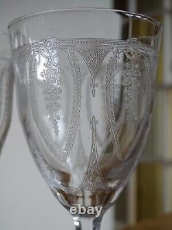 Lobmeyr 6 ANCIENS VERRES A VIN FINE GRAVURE SUR UN FIN CRISTAL ht 13,5 cm
