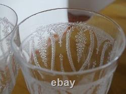 Lobmeyr 6 ANCIENS VERRES A VIN FINE GRAVURE SUR UN FIN CRISTAL ht 13,5 cm