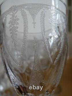 Lobmeyr 6 ANCIENS VERRES A VIN FINE GRAVURE SUR UN FIN CRISTAL ht 13,5 cm