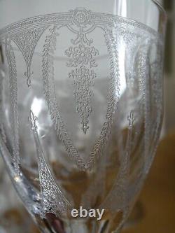Lobmeyr 6 ANCIENS VERRES A VIN FINE GRAVURE SUR UN FIN CRISTAL ht 13,5 cm