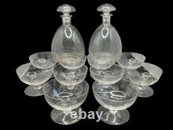 Lot 10 Coupes Champagne 2 Carafes Cristal Verre Art Déco Ancien Vintage France