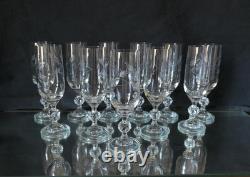 Lot 11 flutes à champagne, verres en cristal taillé ancien Art Déco