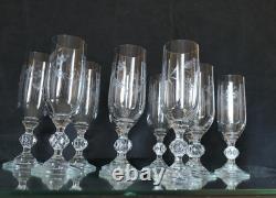 Lot 11 flutes à champagne, verres en cristal taillé ancien Art Déco