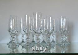 Lot 11 flutes à champagne, verres en cristal taillé ancien Art Déco