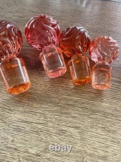 Lot 4 anciens flacons de toilette en cristal de Baccarat modèle rosaces