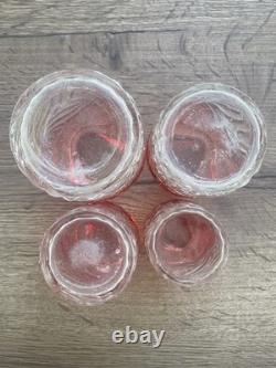 Lot 4 anciens flacons de toilette en cristal de Baccarat modèle rosaces