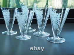 Lot 5 Verres Anciens Art Deco Cristal Baccarat Antique Glasses Fruits