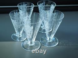 Lot 5 Verres Anciens Art Deco Cristal Baccarat Antique Glasses Fruits
