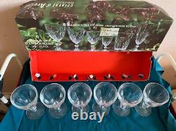 Lot 6 Anciens VERRES PIED CRYSTAL D'ARQUES RAMBOUILLET N° 4 15.5 CL en boite # 1