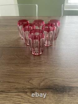 Lot 6 anciens verres à liqueur en cristal de couleur Saint Louis modéle Tonneau