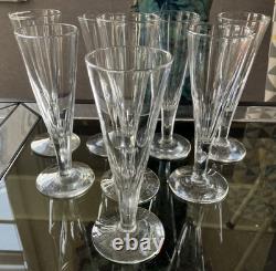 Lot 8 anciennes flûtes champagne Cristal facette XIXéme