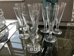 Lot 8 anciennes flûtes champagne Cristal facette XIXéme