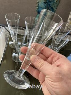 Lot 8 anciennes flûtes champagne Cristal facette XIXéme
