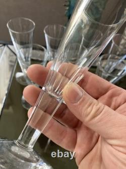 Lot 8 anciennes flûtes champagne Cristal facette XIXéme