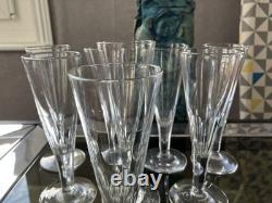 Lot 8 anciennes flûtes champagne Cristal facette XIXéme