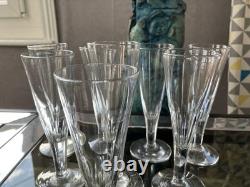 Lot 8 anciennes flûtes champagne Cristal facette XIXéme