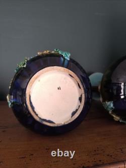 Lot De 2 Anciens Vases Barbotine
