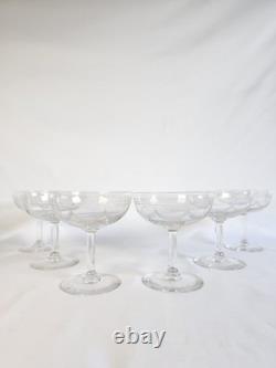 Lot De 6 Anciennes coupes à champagne en cristal Baccarat soufflé gravé