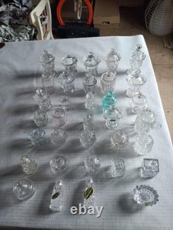 Lot Moutardier Ancien Cristal Verre