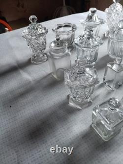 Lot Moutardier Ancien Cristal Verre