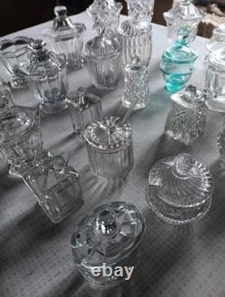 Lot Moutardier Ancien Cristal Verre
