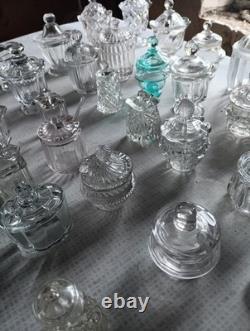 Lot Moutardier Ancien Cristal Verre