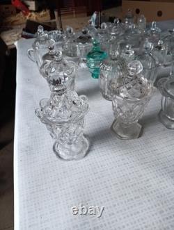 Lot Moutardier Ancien Cristal Verre
