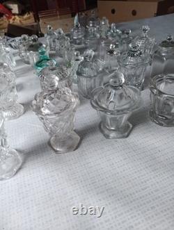 Lot Moutardier Ancien Cristal Verre