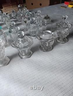 Lot Moutardier Ancien Cristal Verre