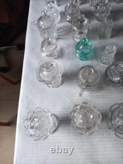 Lot Moutardier Ancien Cristal Verre