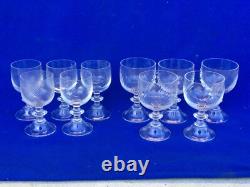 Lot de 10 ancien verre roemer cristal (5 a eau + 5 a vin) glasses