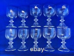 Lot de 10 ancien verre roemer cristal (5 a eau + 5 a vin) glasses