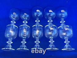 Lot de 10 ancien verre roemer cristal (5 a eau + 5 a vin) glasses