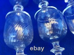 Lot de 10 ancien verre roemer cristal (5 a eau + 5 a vin) glasses