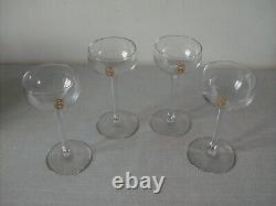 Lot de 4 anciens verres en cristal monogramme en creux SA or de 14 cm n°2