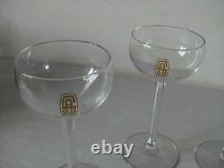 Lot de 4 anciens verres en cristal monogramme en creux SA or de 14 cm n°2