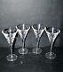 Lot de 4 verres à vin anciens en cristal flûte roemer évasé H18.5cm