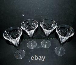 Lot de 4 verres à vin anciens en cristal flûte roemer évasé H18.5cm