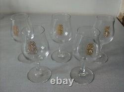 Lot de 5 anciens verres en cristal monogramme en creux SA or de 12 cm n°1