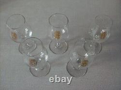 Lot de 5 anciens verres en cristal monogramme en creux SA or de 12 cm n°1