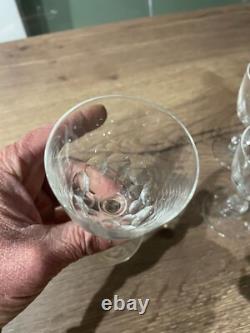 Lot de 6 anciens verres à vin rouge en cristal de Baccarat taillé modèle Chauny