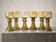 Lot de 6 verres Roemer anciens en verre souffl&eacute; ambr&eacute; / olive H 15,5 cm